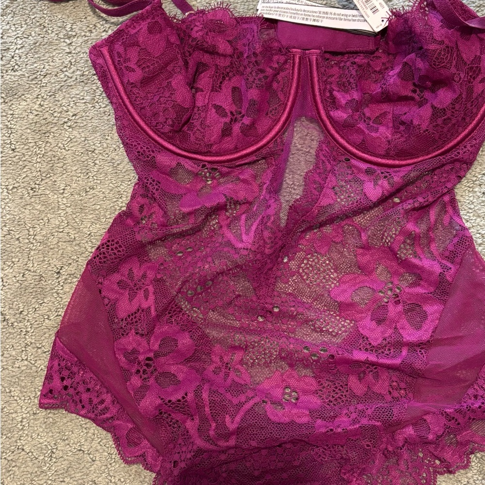 Lace Bodysuit in Vibrant Purple